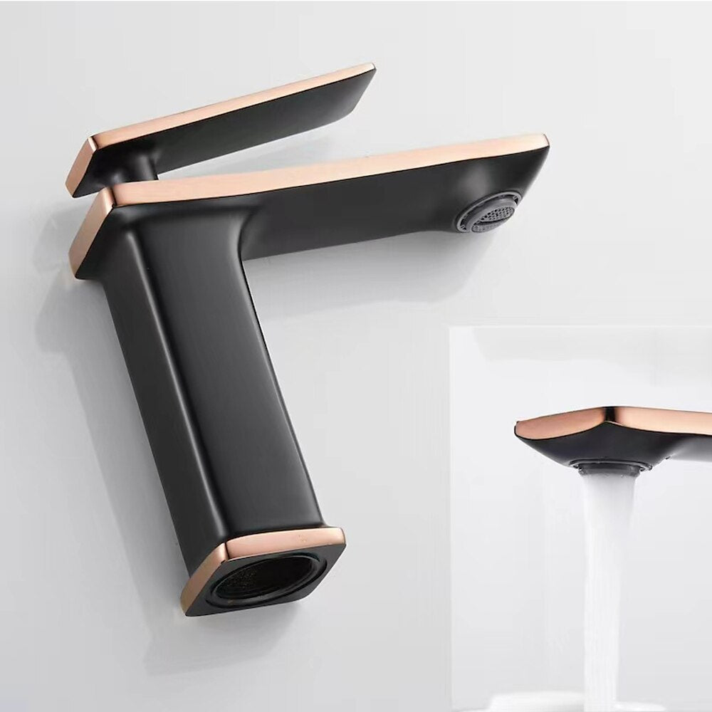 Waterfall Modern Single-Hole Bathroom Faucet, Single-Handle Brass Faucet