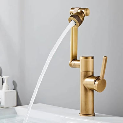 LED Temperature Display 360-Degree Swivel Foldable Faucet, Single-Hole Single-Handle Brass Bathroom Faucet, Antique Brass / Gunmetal