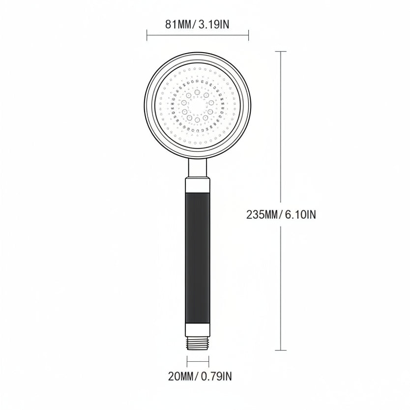 Water-Saving Filtered Handheld Shower Head, Modern Matte Black / Gold Shower Head