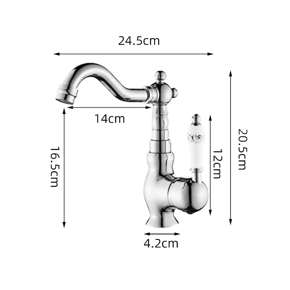 Vintage Single-Hole Bathroom Sink Faucet, 360-Degree Swivel Spout Brass Faucet, Chrome / Polished Gold / Antique Brass