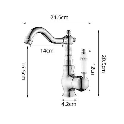 Vintage Single-Hole Bathroom Sink Faucet, 360-Degree Swivel Spout Brass Faucet, Chrome / Polished Gold / Antique Brass