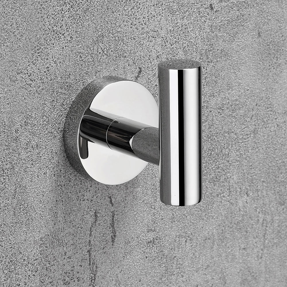 Modern Chrome Robe Hooks, 4-Piece Wall-Mounted Stainless Steel Coat Hooks