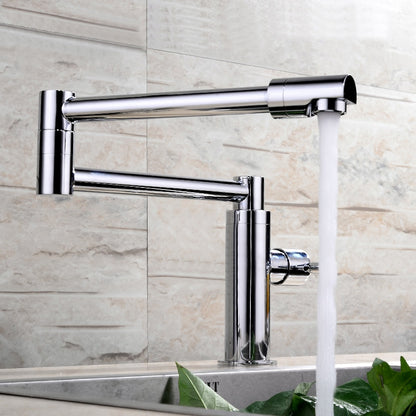 Chrome Foldable Pot Filler Faucet, Single-Hole Deck-Mount Cold Only Kitchen Faucet