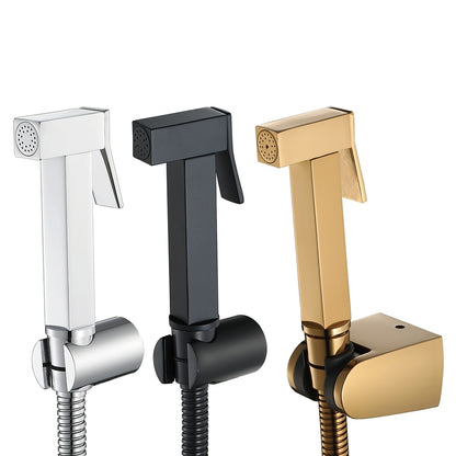 Self-Cleaning Solid Brass Bidet Sprayer, Wall-Mount Toilet Bidet Sprayer with Hose / Bracket, Black / Silver / Gold
