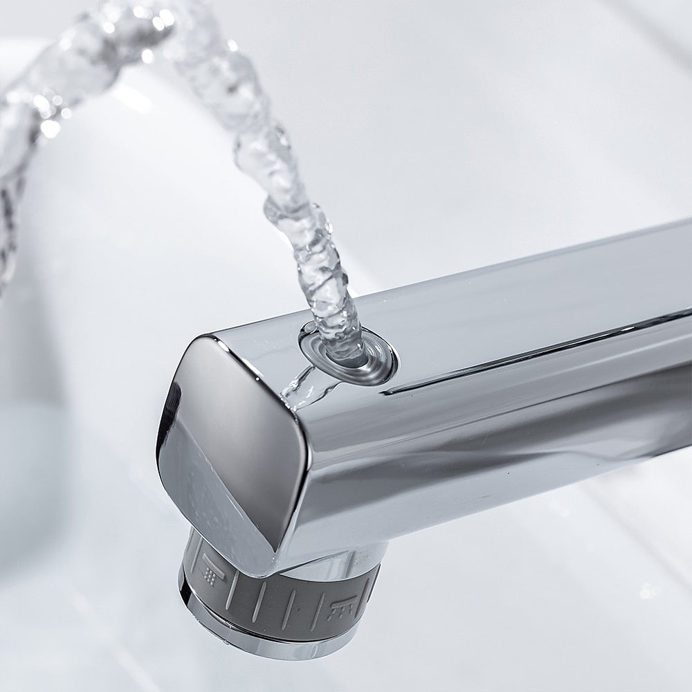 Pull-Out Single-Hole Brass Bathroom Faucet, Upward Fountain Spout Faucet, Chrome / Matte Black / Brushed Gold / Gunmetal