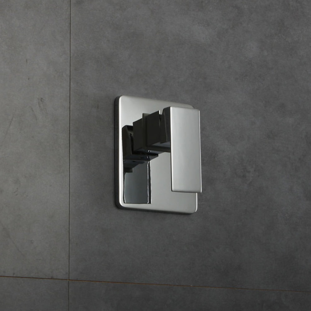 Chrome Modern Wall-Mount Shower Faucet Set, Single-Handle Rainfall Shower System with Rough-In Valve
