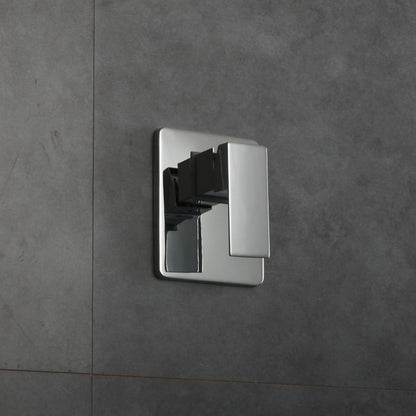 Chrome Modern Wall-Mount Shower Faucet Set, Single-Handle Rainfall Shower System with Rough-In Valve