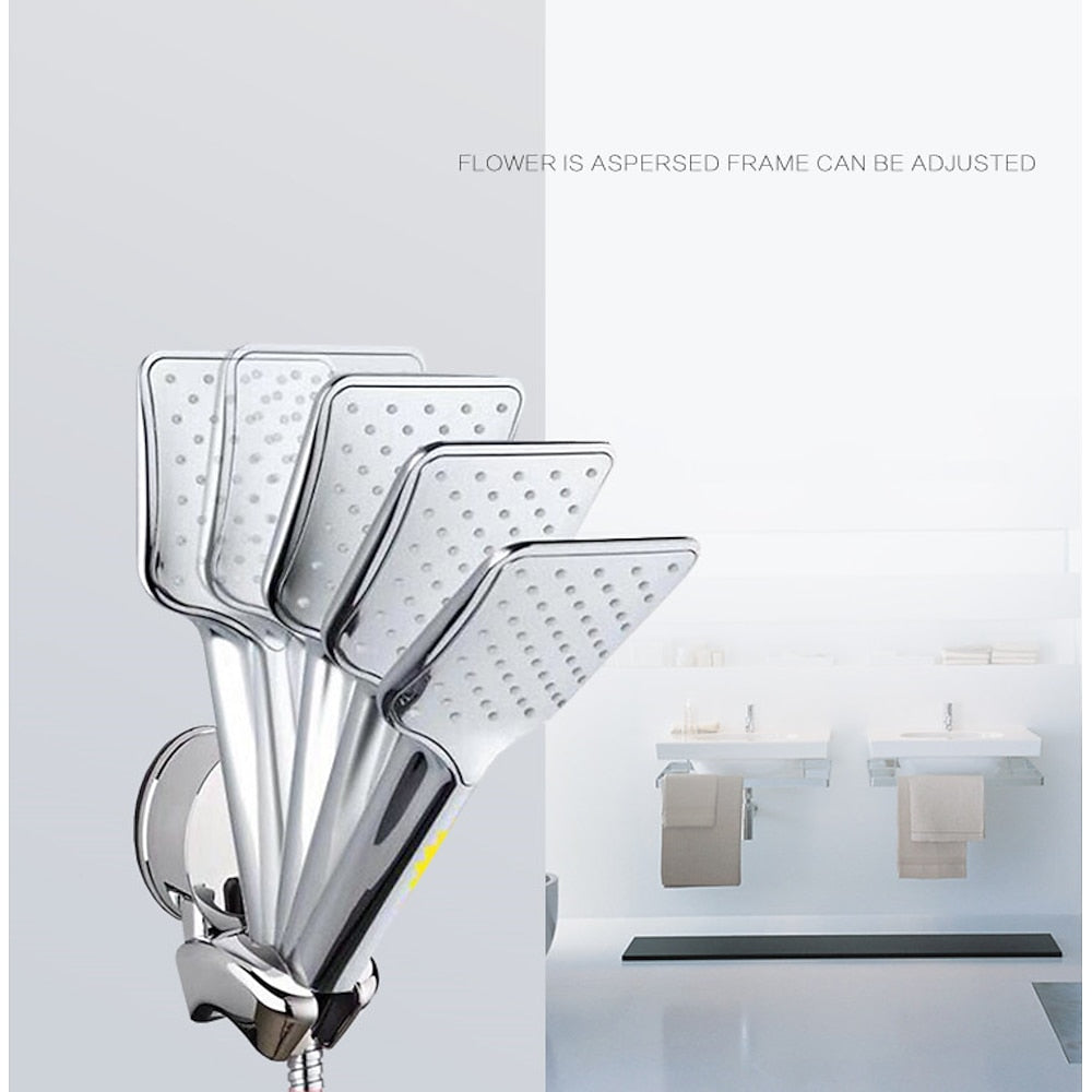 Chrome ABS Suction Cup Shower Head Holder, Adjustable Wall-Mounted Handheld Shower Bracket