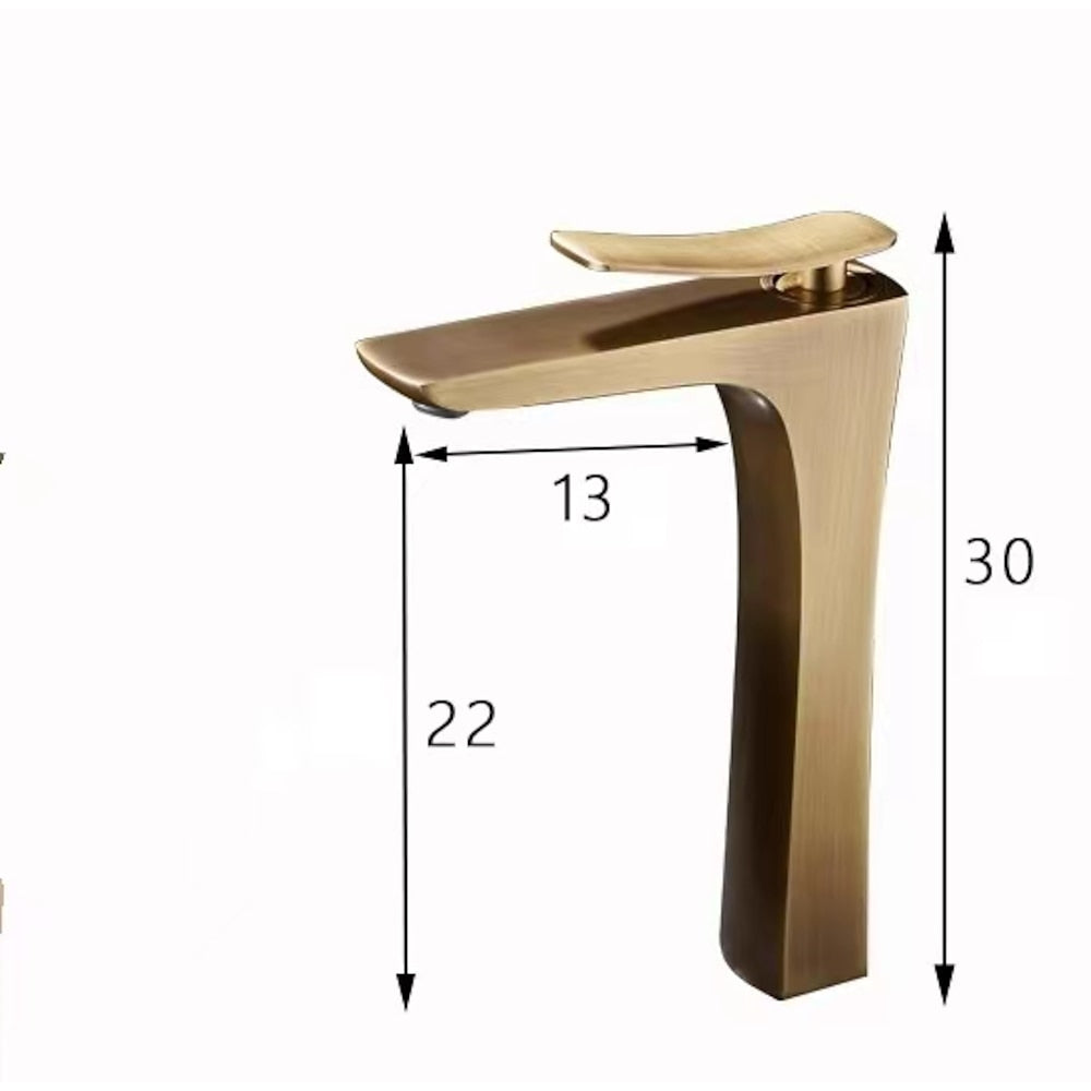 Modern Single-Hole Waterfall Bathroom Faucet, Single-Handle Brass Faucet
