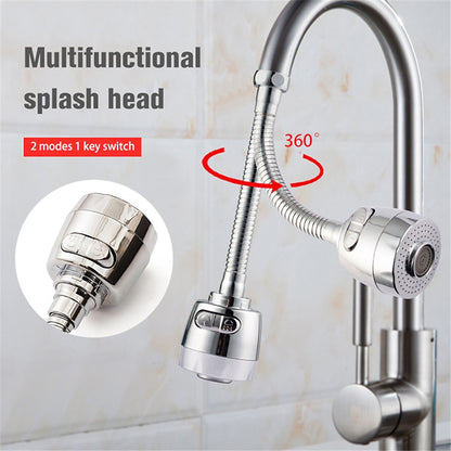 Chrome 360-Degree Swivel Flexible Faucet Extender, Dual-Mode Spray Faucet Aerator