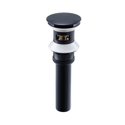 Matte Black Contemporary Brass Pop-Up Sink Drain with Overflow, Push-Button Vanity Drain Assembly