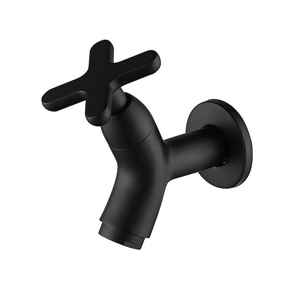 Modern Wall-Mount Bathroom Faucet, Single-Cold Brass Basin Faucet, Gunmetal / Chrome / Matte White