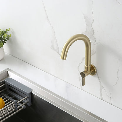 Modern Wall-Mount Single-Cold Bar Faucet, Single-Handle Swivel Spout Faucet, Chrome / Brushed Nickel / Brushed Gold / Matte Black