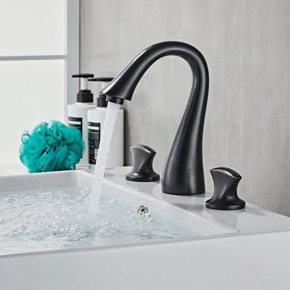 Widespread Double-Handle Bathroom Faucet, Modern High Arc Brass Basin Faucet, Chrome / Polished Gold / Brushed Nickel / Oil-Rubbed Bronze