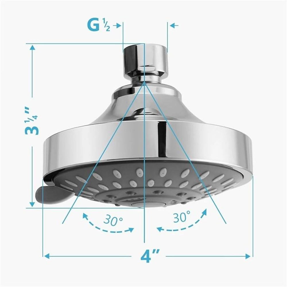Multi-Spray Mode Rainfall Shower Head, Swivel Wall-Mount ABS Shower Head, Matte Black / Chrome