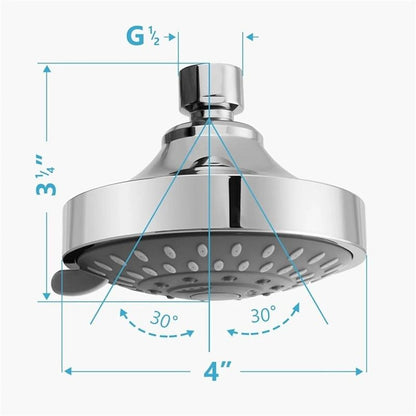 Multi-Spray Mode Rainfall Shower Head, Swivel Wall-Mount ABS Shower Head, Matte Black / Chrome