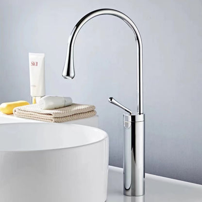 Rotatable High Arc Vessel Sink Faucet, Single-Hole Single-Handle Brass Faucet