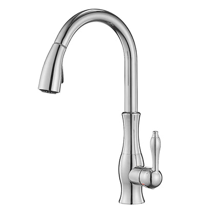Pull-Down High Arc Kitchen Faucet, Single-Handle Brass Faucet, Brushed Nickel / Polished Gold / Chrome