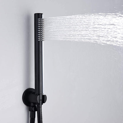 Rainfall Matte Black Wall-Mounted Shower System, Single-Handle Faucet with Handheld Shower