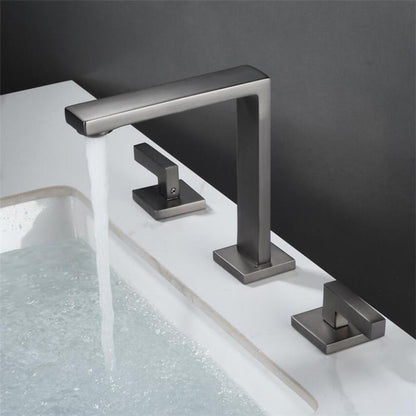 Modern 3-Hole Widespread Bathroom Faucet, Dual-Handle 360-Degree Swivel Brass Faucet, Matte Black / Chrome / Matte White / Antique Brass / Brushed Gold / Gunmetal