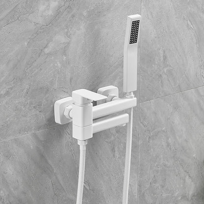 Wall-Mount Single-Handle Swivel Spout Tub Faucet, Bathtub Filler Faucet with Handheld Shower