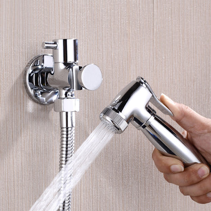 Chrome Contemporary Wall-Mount Handheld Bidet Sprayer, Single-Handle Brass Faucet with Hose