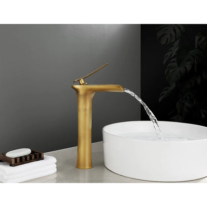 Waterfall Vessel Bathroom Faucet, Single-Handle Single-Hole Faucet