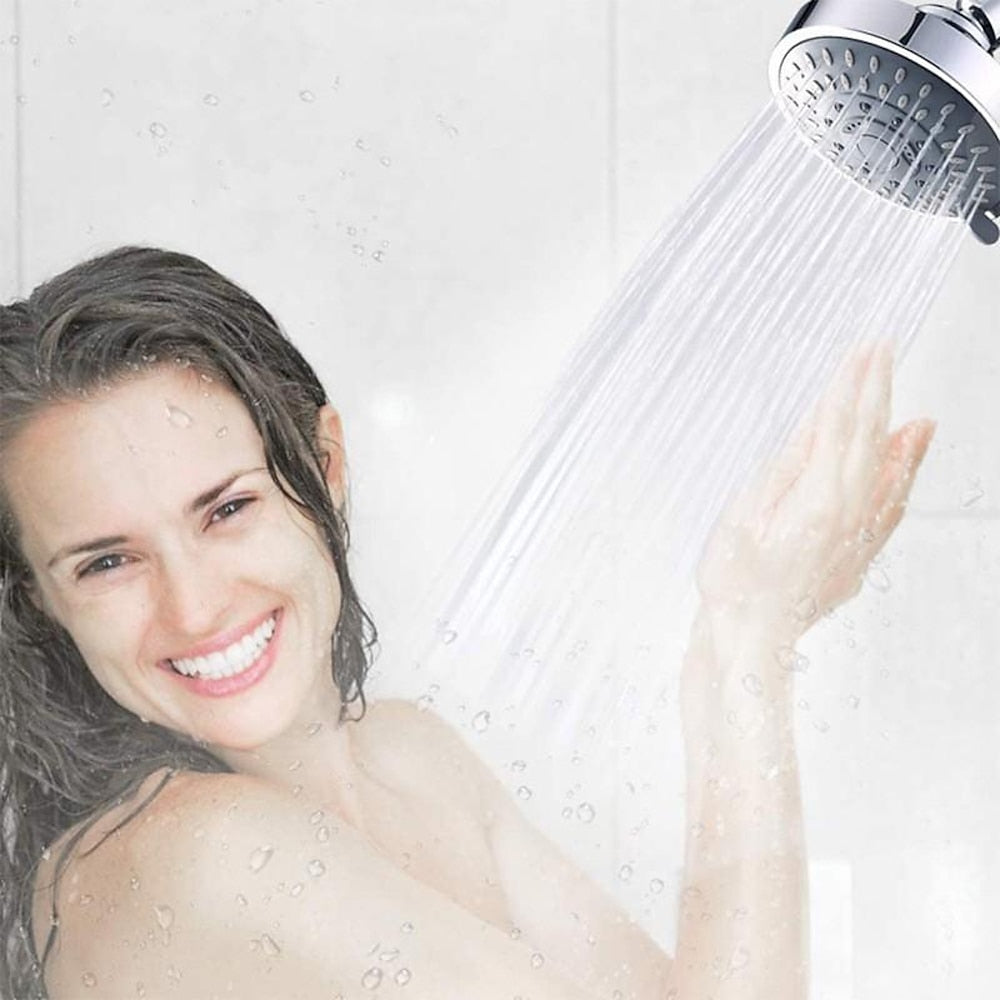 Multi-Spray Mode Rainfall Shower Head, Swivel Wall-Mount ABS Shower Head, Matte Black / Chrome