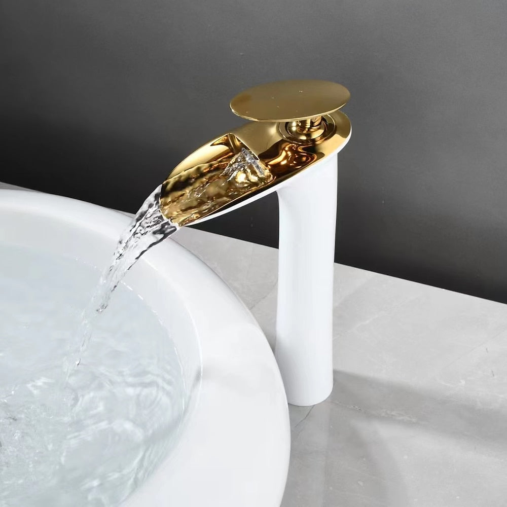 Waterfall Vessel Bathroom Faucet, Modern Single-Handle Single-Hole Tall Basin Faucet