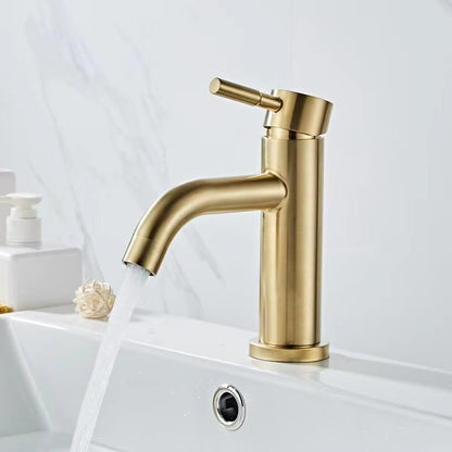 Brushed Gold Waterfall Bathroom Faucet, Single-Handle Single-Hole Faucet
