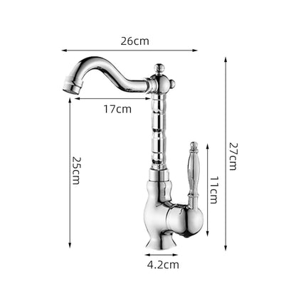 Retro Single-Hole Bathroom Vessel Sink Faucet, Single-Handle Brass Swivel Faucet, Antique Brass / Chrome / Polished Gold