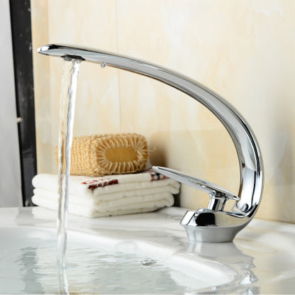 High Arc Chrome Bathroom Faucet, Modern Single-Hole Single-Handle Brass Faucet