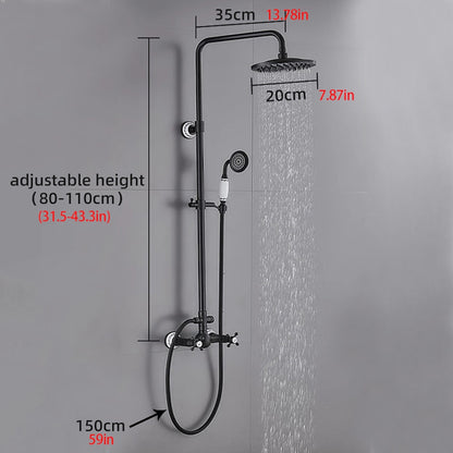 Oil-Rubbed Bronze Traditional Complete Shower System, Wall-Mounted Dual-Handle Brass Shower Faucet with Handheld Shower