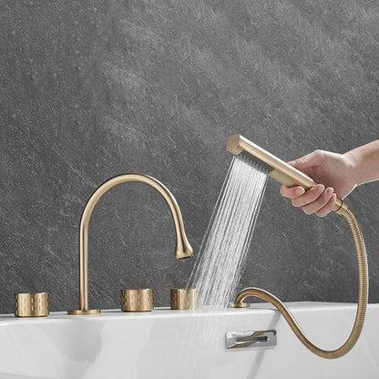 High-Arc 5-Hole Roman Tub Faucet, Three-Handle Tub Filler Faucet with Handheld Shower