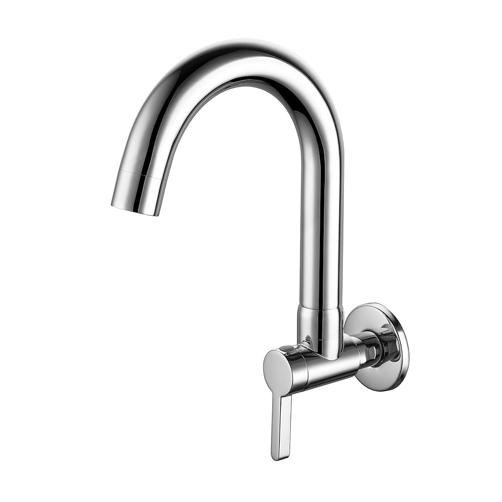 Modern Wall-Mount Single-Cold Bar Faucet, Single-Handle Swivel Spout Faucet, Chrome / Brushed Nickel / Brushed Gold / Matte Black