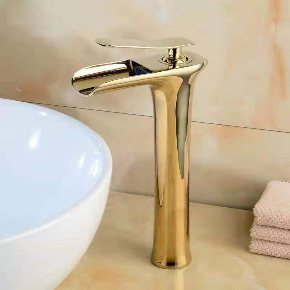 Waterfall Bathroom Faucet, Modern Single-Handle Single-Hole Faucet