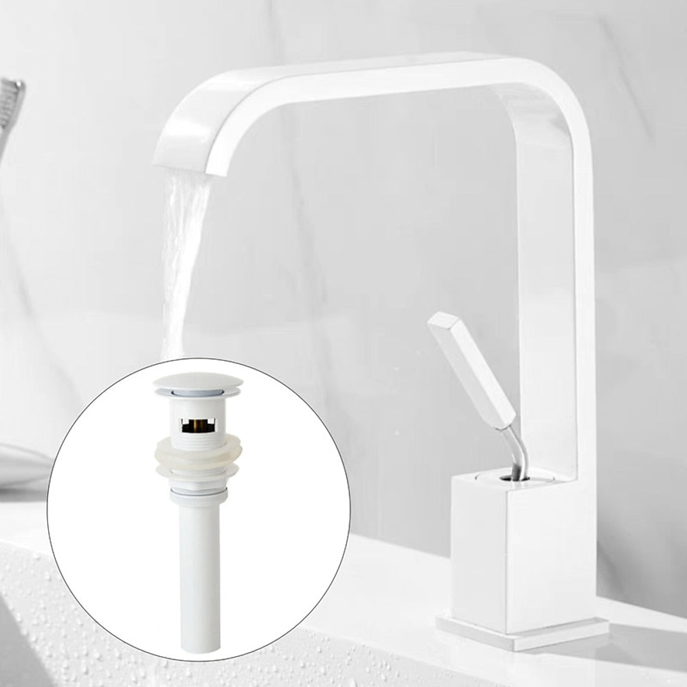 Modern Waterfall Bathroom Faucet, Single-Handle Single-Hole Faucet, Matte Black / Matte White / Gunmetal