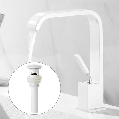 Modern Waterfall Bathroom Faucet, Single-Handle Single-Hole Faucet, Matte Black / Matte White / Gunmetal