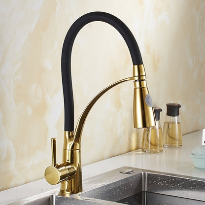 Two-Tone Modern Single-Hole Pull-Down Kitchen Faucet, Single-Handle Brass Faucet with Dual-Mode Swivel Spout