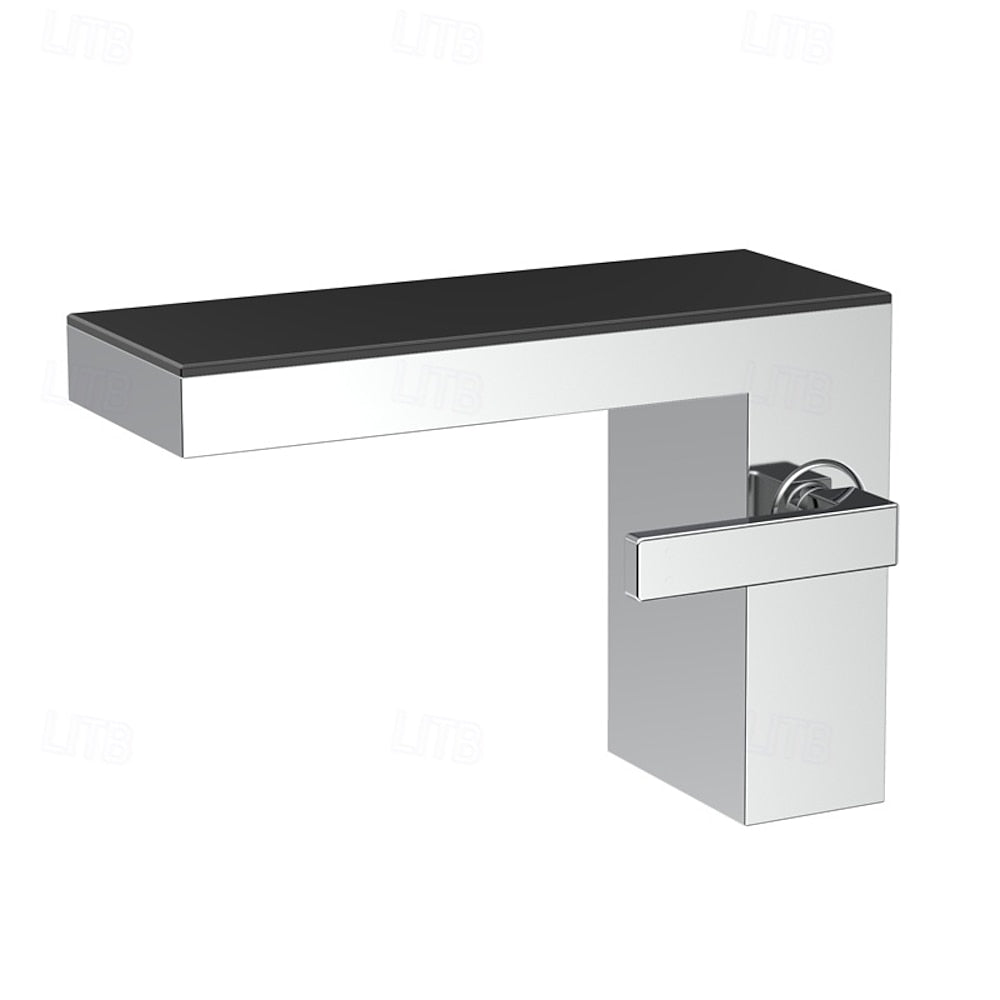 Waterfall Single-Hole Bathroom Faucet, Modern Single-Handle Stainless Steel Faucet, Matte White / Brushed Gold / Chrome / Brushed Chrome