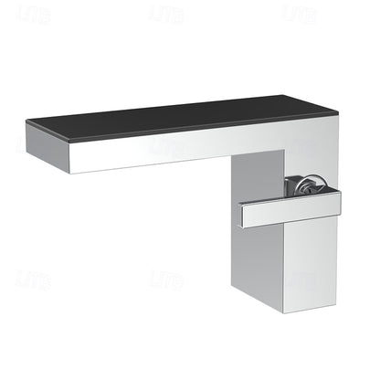 Waterfall Single-Hole Bathroom Faucet, Modern Single-Handle Stainless Steel Faucet, Matte White / Brushed Gold / Chrome / Brushed Chrome