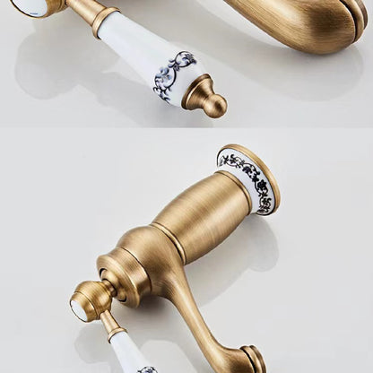Vintage Single-Handle Bathroom Faucet, Single-Hole Deck-Mounted Basin Faucet, Antique Brass / Matte Black