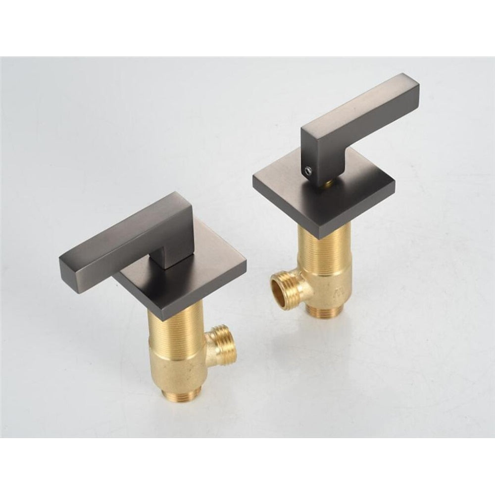 Modern 3-Hole Widespread Bathroom Faucet, Dual-Handle 360-Degree Swivel Brass Faucet, Matte Black / Chrome / Matte White / Antique Brass / Brushed Gold / Gunmetal