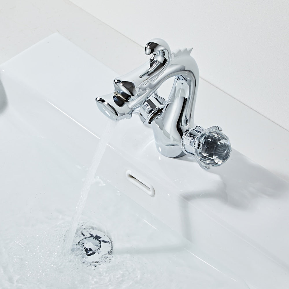 Waterfall Modern Bathroom Vessel Sink Faucet, Single-Handle Single-Hole Brass Basin Faucet
