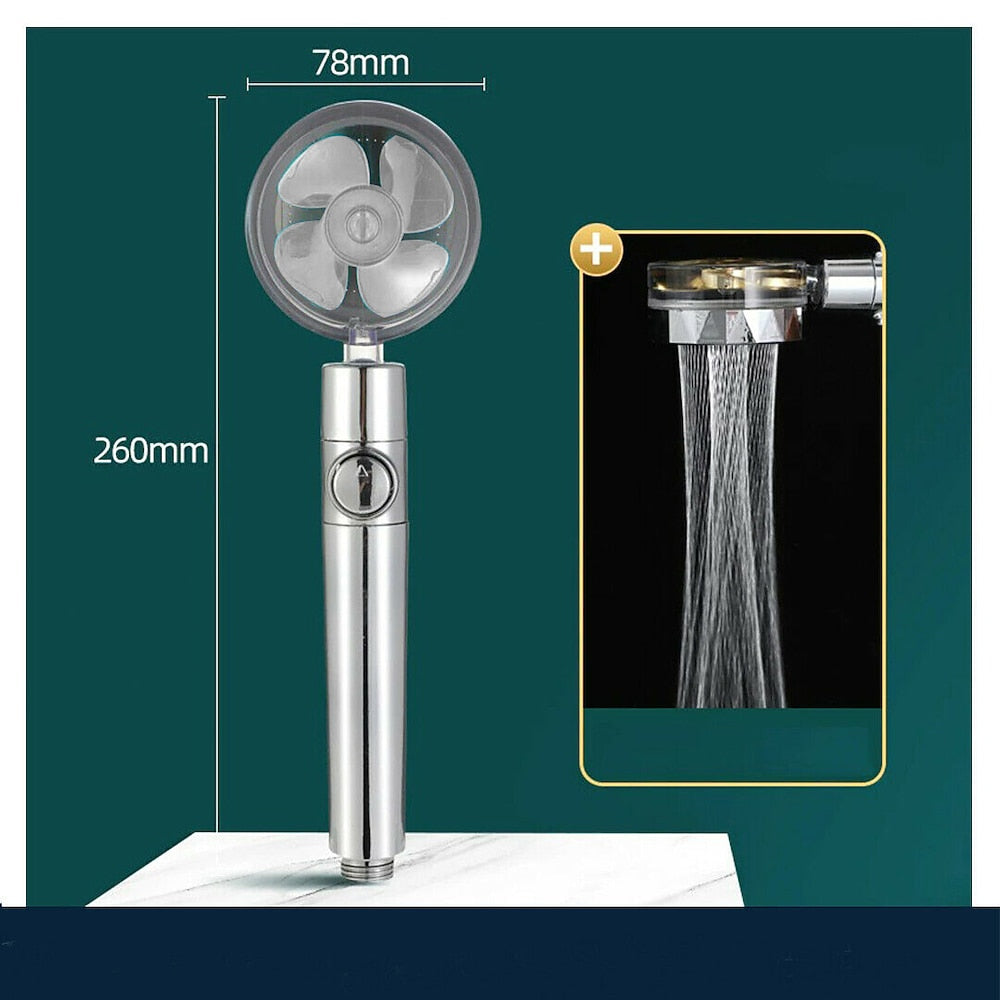 High-Pressure Turbo Fan Handheld Shower Head, 360-Degree Swivel ABS Shower Head with Pause Switch, Silver / Gold / Multi
