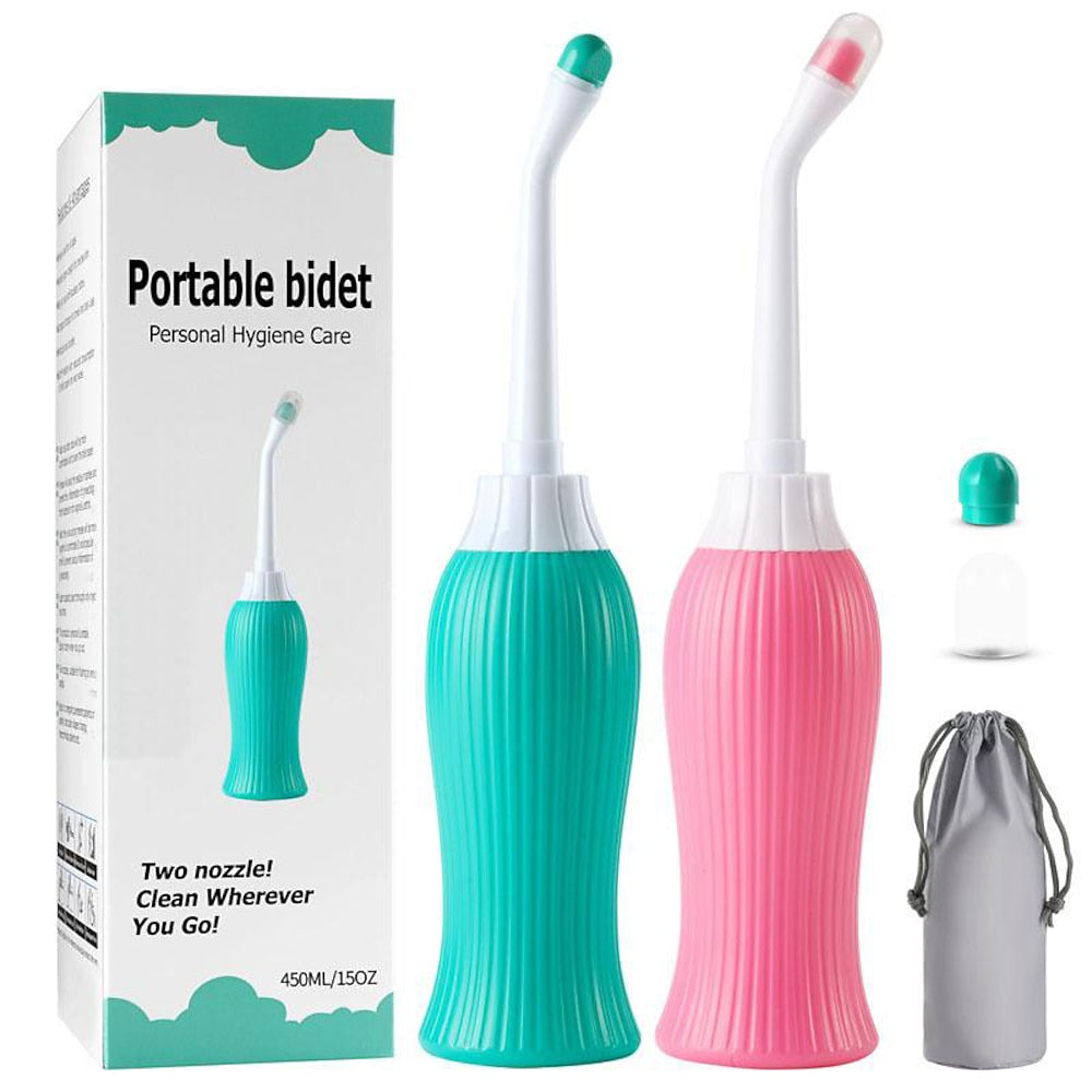 Modern Handheld Squeeze Bidet Bottle, Portable Travel Wash Sprayer with Detachable Nozzles, Multi
