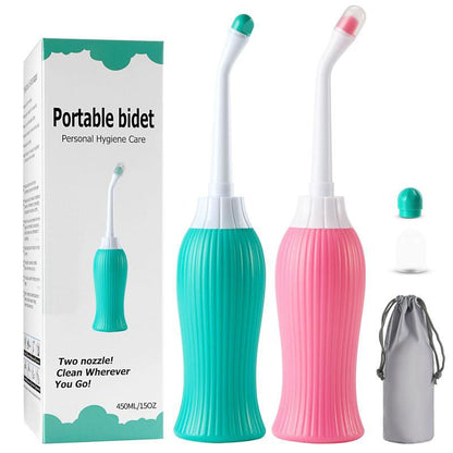 Modern Handheld Squeeze Bidet Bottle, Portable Travel Wash Sprayer with Detachable Nozzles, Multi