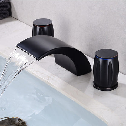 Waterfall Roman Tub Faucet, Double-Handle Deck-Mount Faucet, Chrome / Matte Black / Brushed Gold / Stainless Steel
