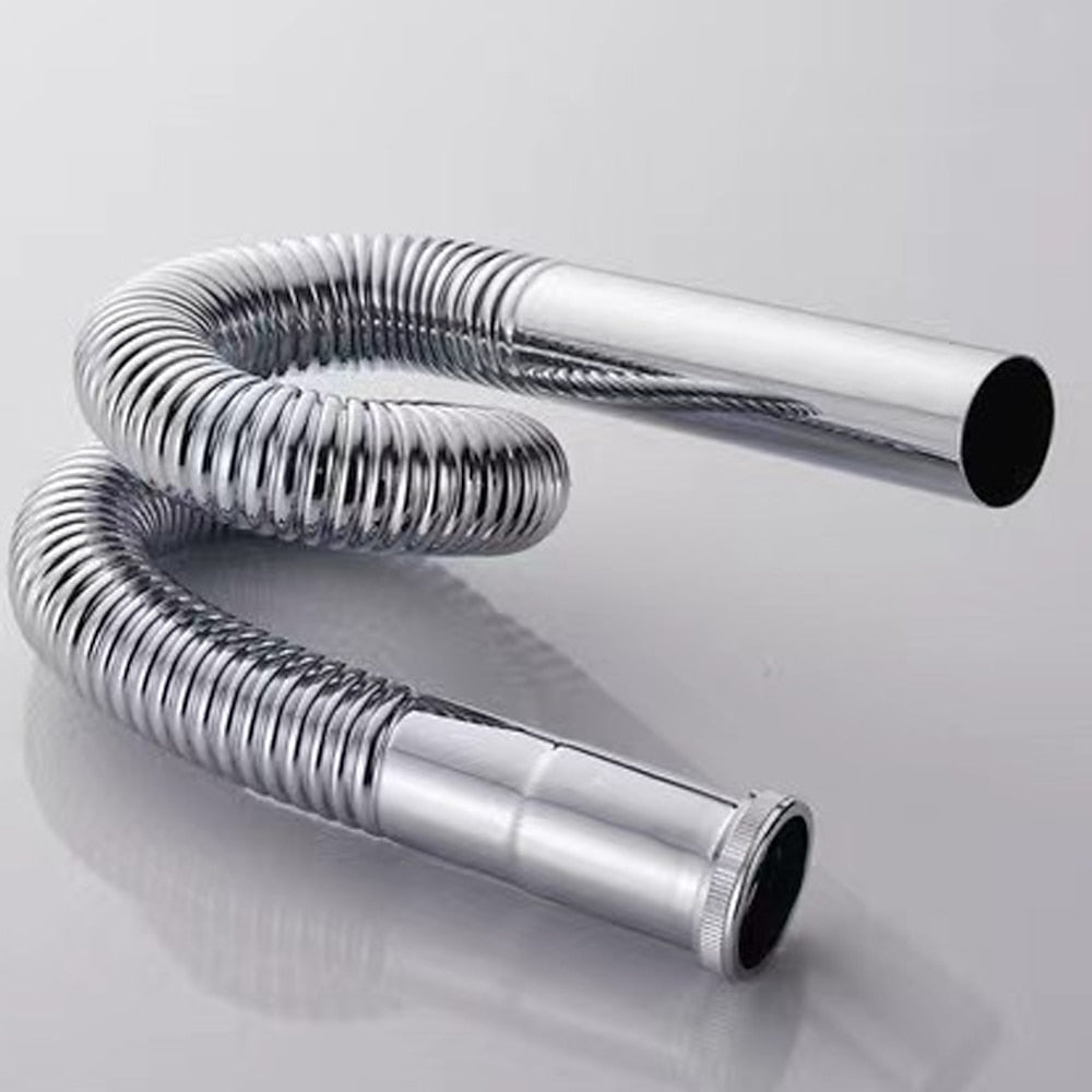 Flexible Expandable Waste Drain Hose, Universal Basin Sink Connector, Chrome / Antique Brass