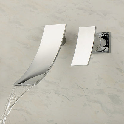 Waterfall Chrome Modern Bathroom Faucet, Wall-Mount Single-Handle Faucet